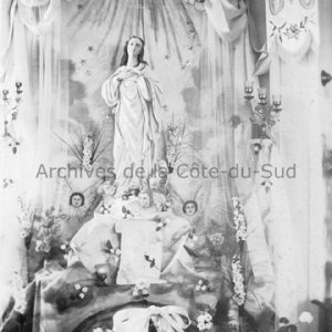 Bénédiction de la statue de la sainte Vierge à la chapelle des petites soeurs de la Sainte-Famille