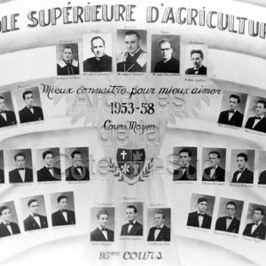 Mosaïque des finissants du cours moyen (95ième cours) de l’École d’agriculture 1953-1958